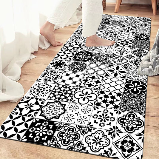 12Pcs Geometric Black & White Waterproof Tile Stickers