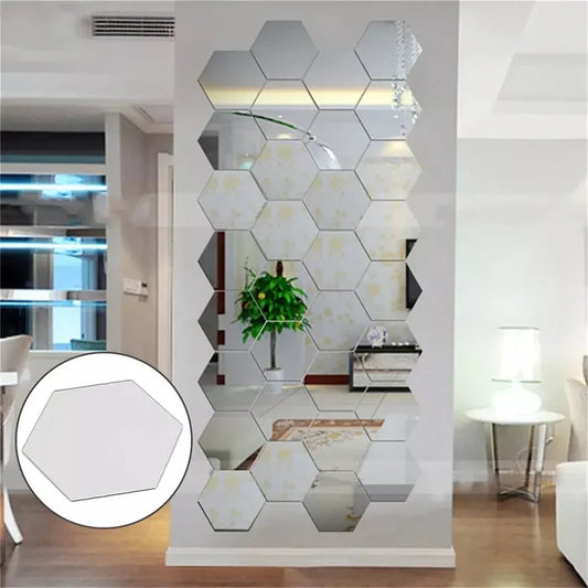 12 Piece Silver Hex Reflections Mirror (4x4)