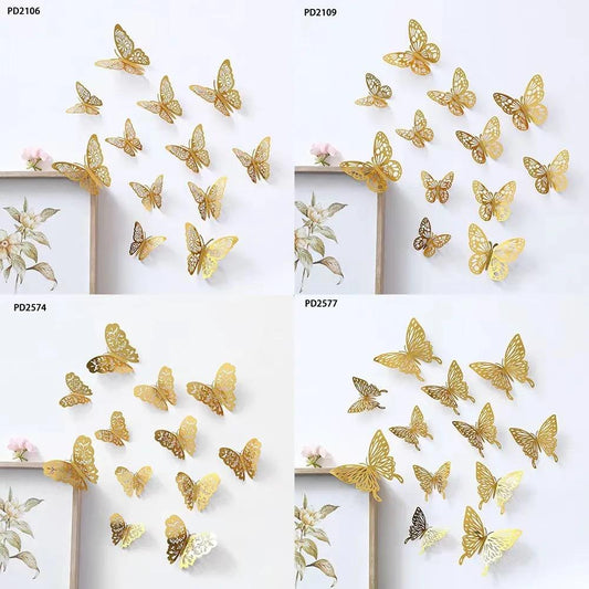 12Pcs Golden Butterfly Stickers