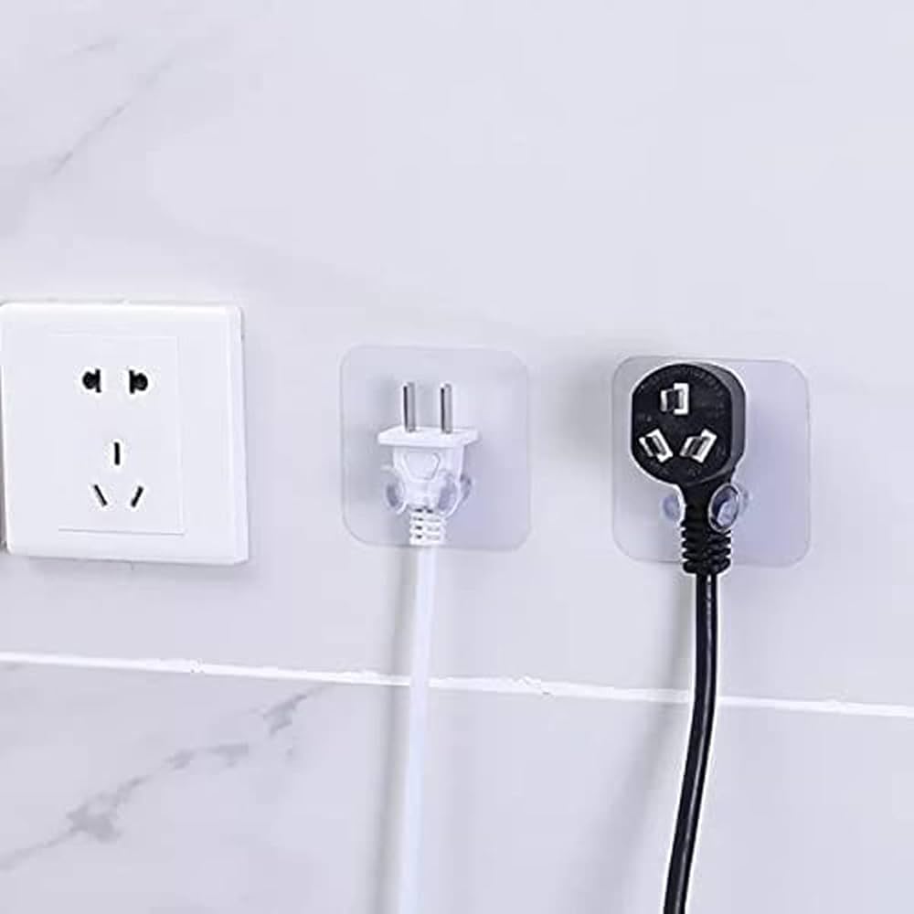 2 Pcs Wall-Mounted Plug Holder Hooks