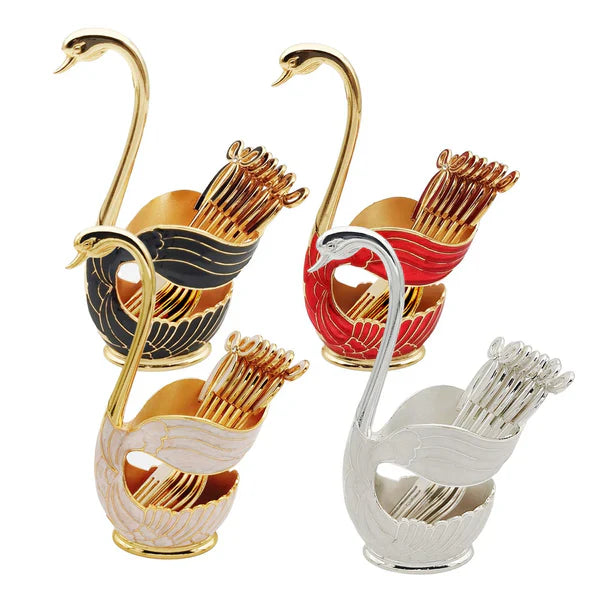 Graceful Swan Spoons Set