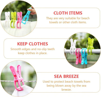 12 Pcs Jumbo Laundry Clips – Strong Hold