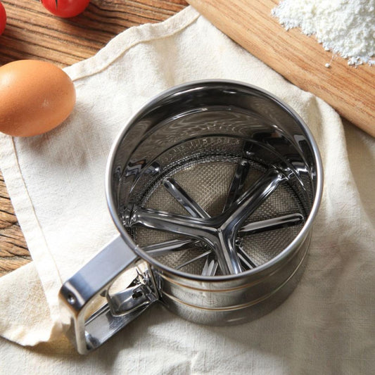 Stainless steel flour sieve hand held cup strainer