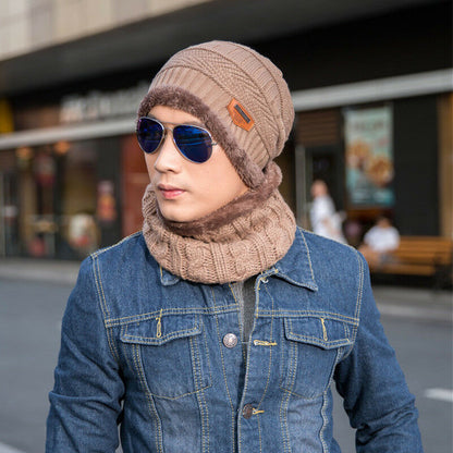 2Pcs Knitted Beanie Hat Scarf Skull Set Cap Warm Winter