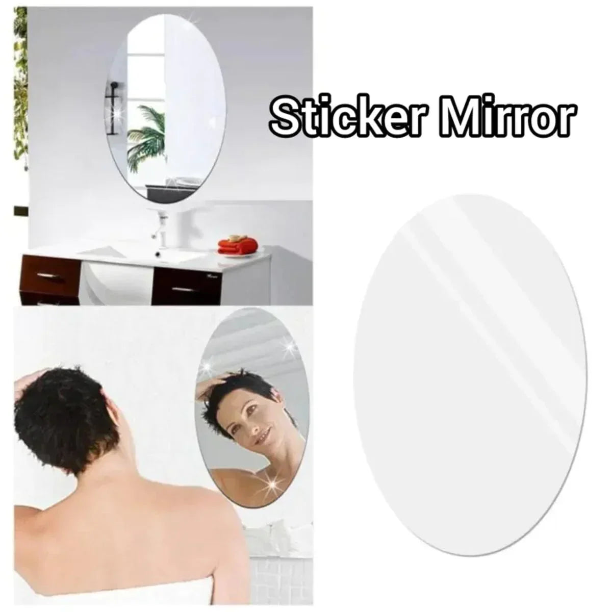 Self-Adhesive Oval Mirror Stickers (2pcs)