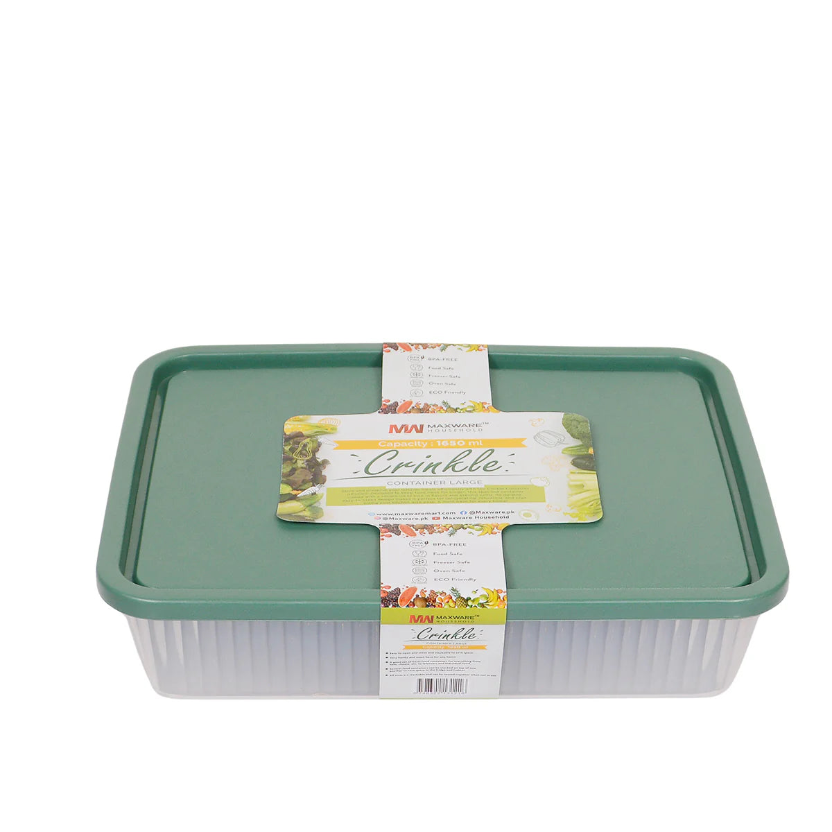1 Pcs 1.65L Crinkle-Lid Plastic Box