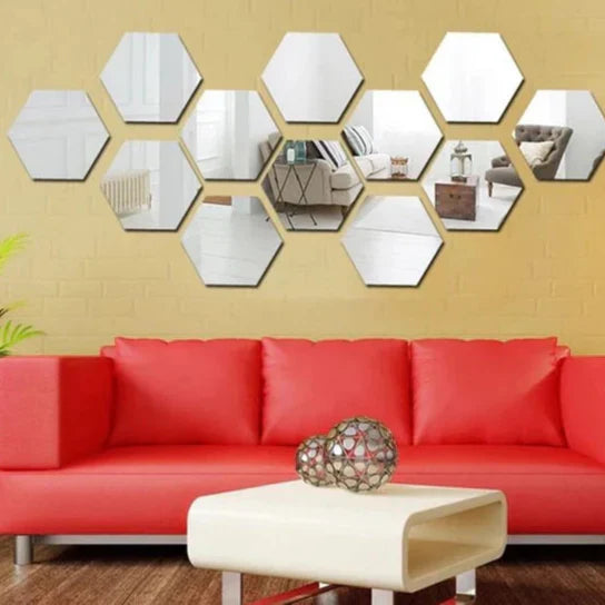 12 Piece Silver Hex Reflections Mirror (4x4)