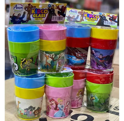 Cartoon Printed Kids Glassware – Set Of 4