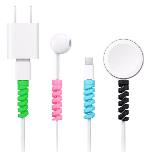 4 Pcs Spiral Silicone Cable Protector For Android / Iphone