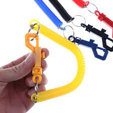 3pcs Durable Elastic Spring Keychain with Ring and Hook - Multiple Shades