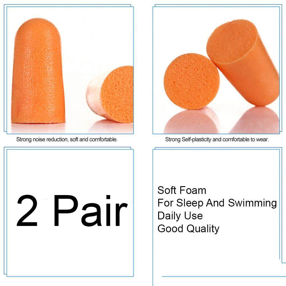 2 Pairs Soft Foam Noise-Reducing Earplugs