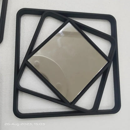 Wall Mirror Set – (3) Hexagon Shape Hanging Décor Items,  6x6 inch
