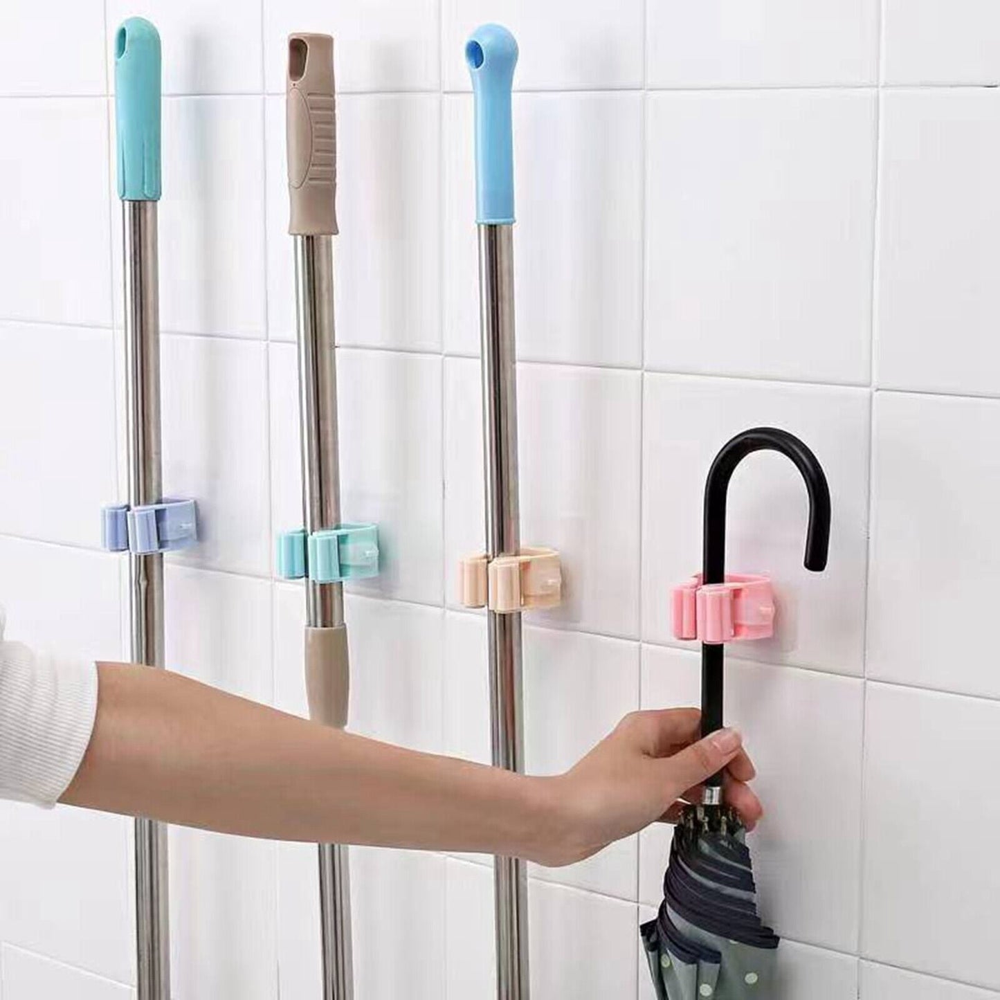 1 Pcs Self-Adhensive Wall Mounted Mop Holder