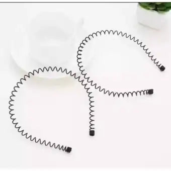 2PCs Metal Wavy Hairband for Unisex - Black, Fashion Jewelry, Adjustable, Stylish, Durable